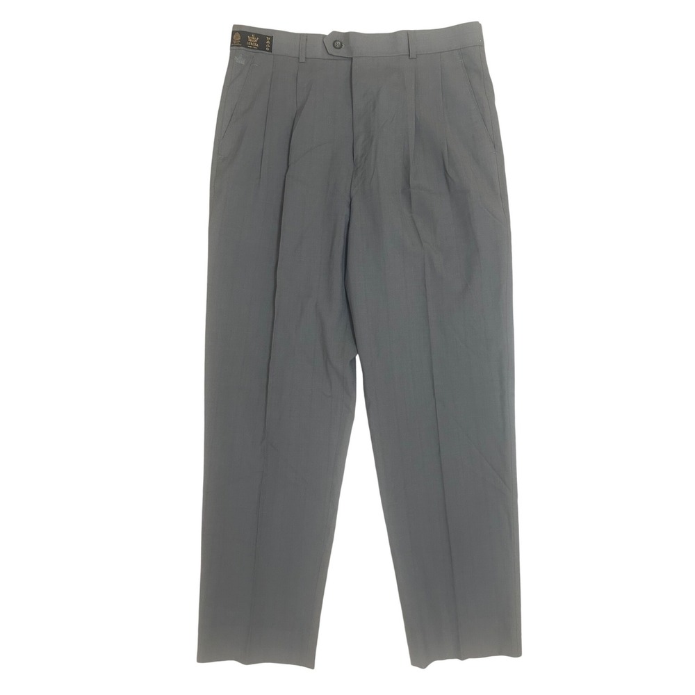 Corona Uomo Italia Dress Pants Men 34 Gray Excellence Pure New Wool Pleated‎